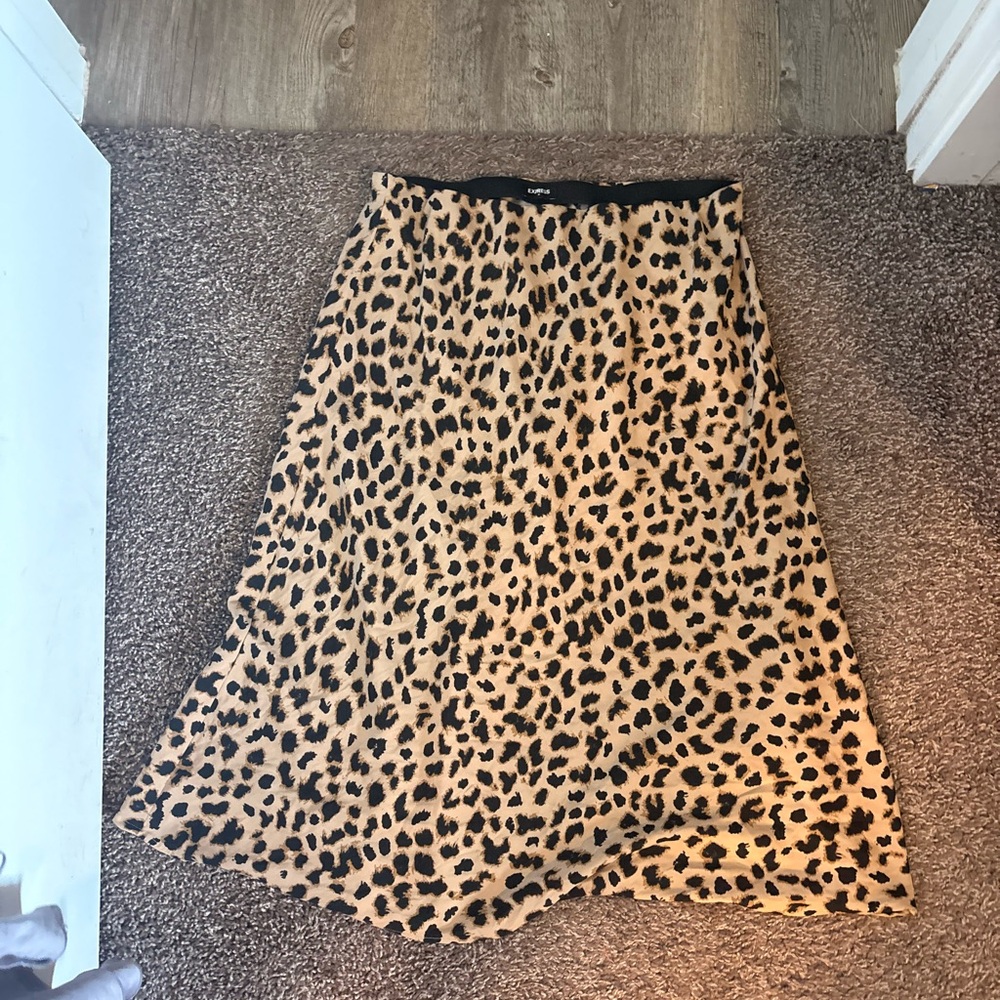 Express Tan and Black A-Line Skirt